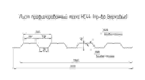 Профнастил НС44R Grand Line 0,7 ПЭ RAL 3011 коричнево-красный