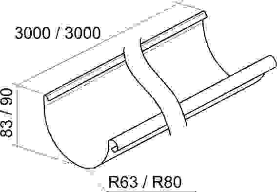 Желоб полукруглый Grand Line ПУ 125мм 3м RAL 9005 черный